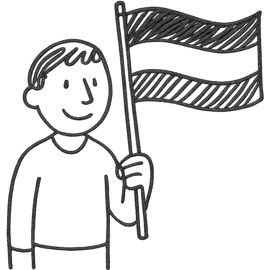 A person holding a black, yellow, and red flag emoji