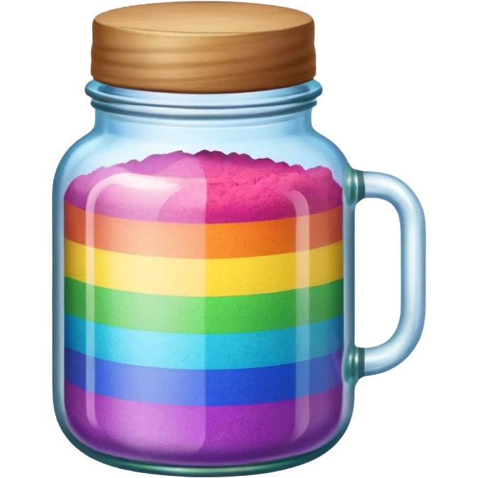 A jar with rainbow powder in it emoji