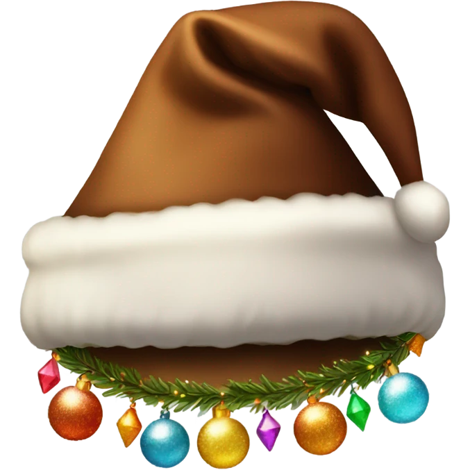 brown santa claus hat with shimmering garland emoji