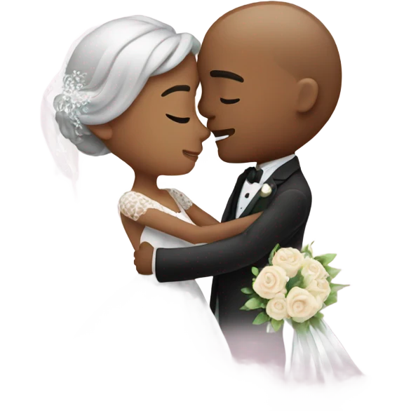 romantic wedding couple embrace emoji