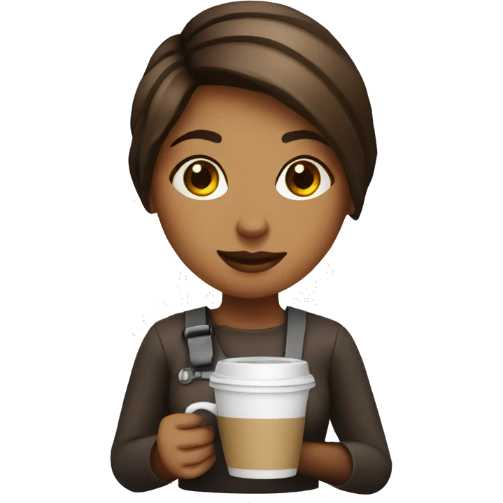 girl barista with coffee emoji