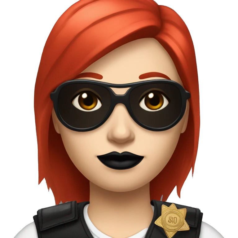 A BSCO (GTA) sheriff with red hair and aviators and black lipstick emoji