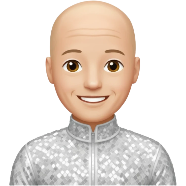John Hendy from East 17 with light skin, bald head, white sequin outfit emoji
