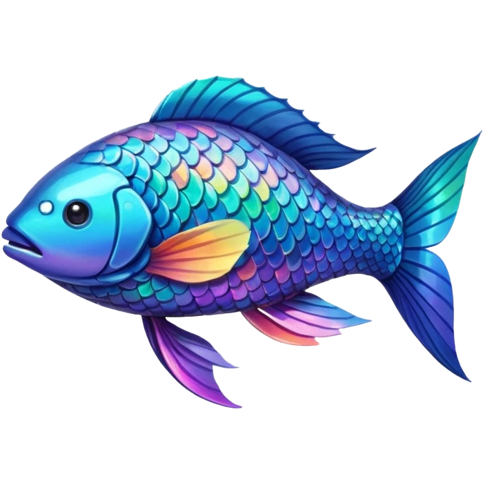 the flat side view of a generic fictional/imaginary fish emoji