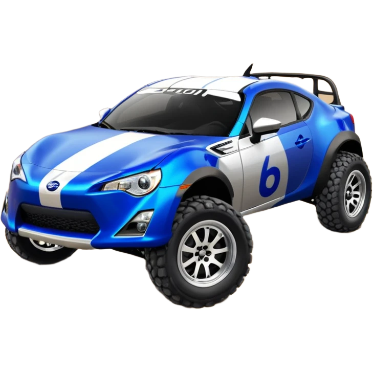 2013 scion fr-s ultramarine off road 4wd monster Baja dessert stadium racer number 86 with large chrome silver wheels and long travel suspension  emoji