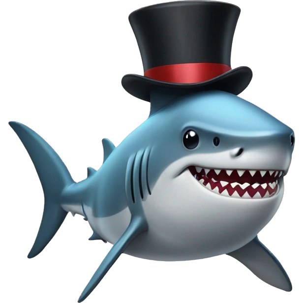 Shark with a top hat emoji