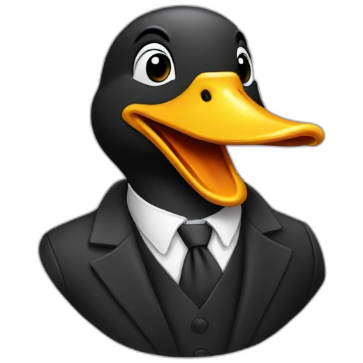 black duck on suit laughing emoji