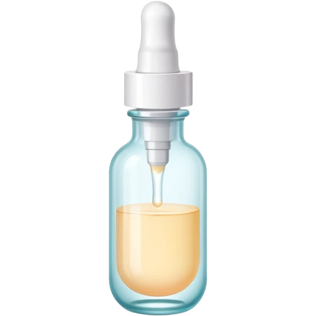 Facial serum dropper bottle, minimalist, rounded, soft pastel colors, SOS skin care emoji