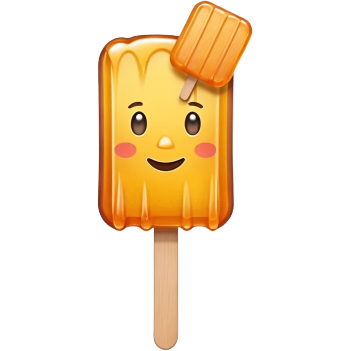 small roughly shaped maple taffy on a popsicle stick emoji