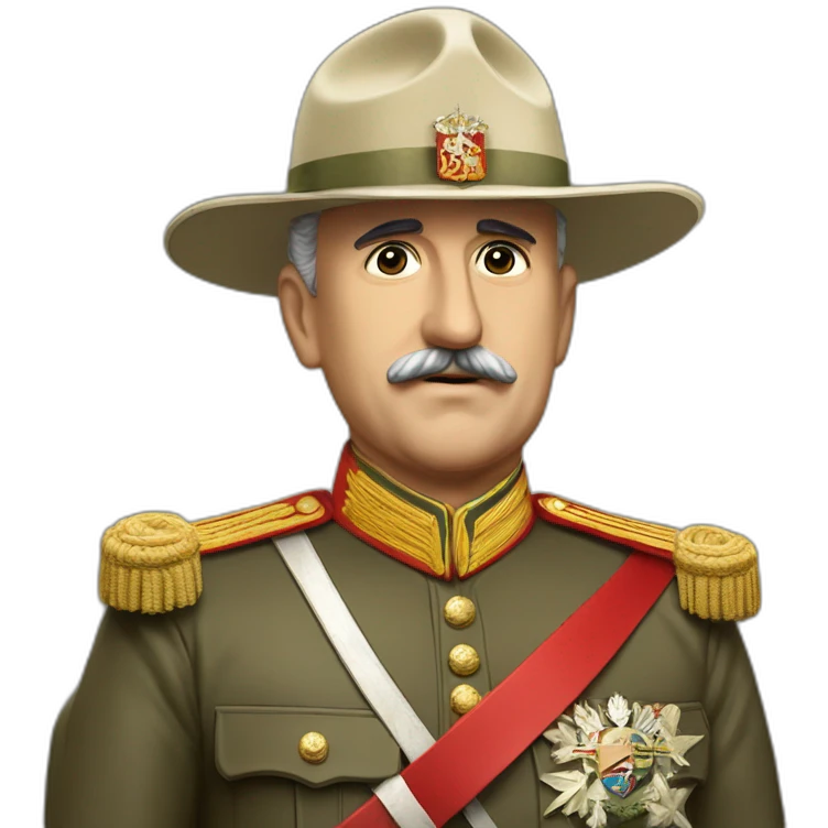 General Francisco Franco saludando, con el valle de los caidos de fondo emoji