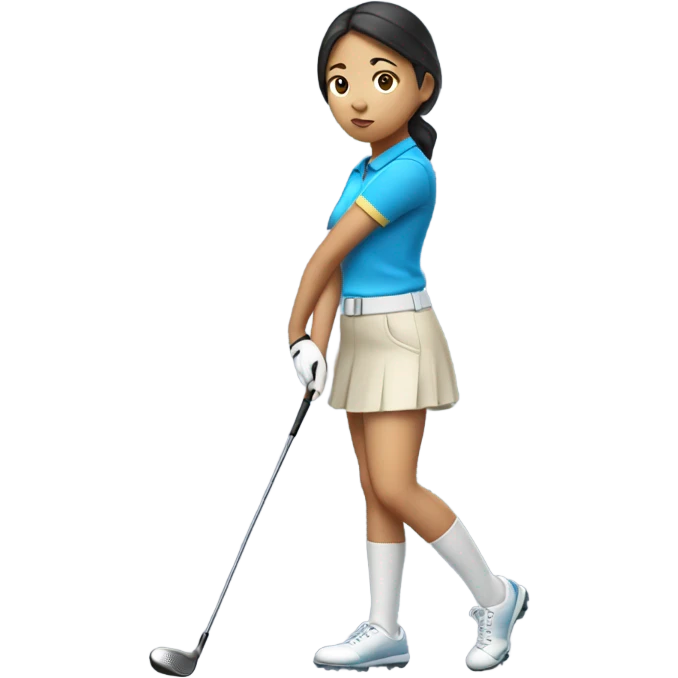 Asian girl golfing  emoji