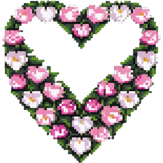 heart made of pink and white roses emoji
