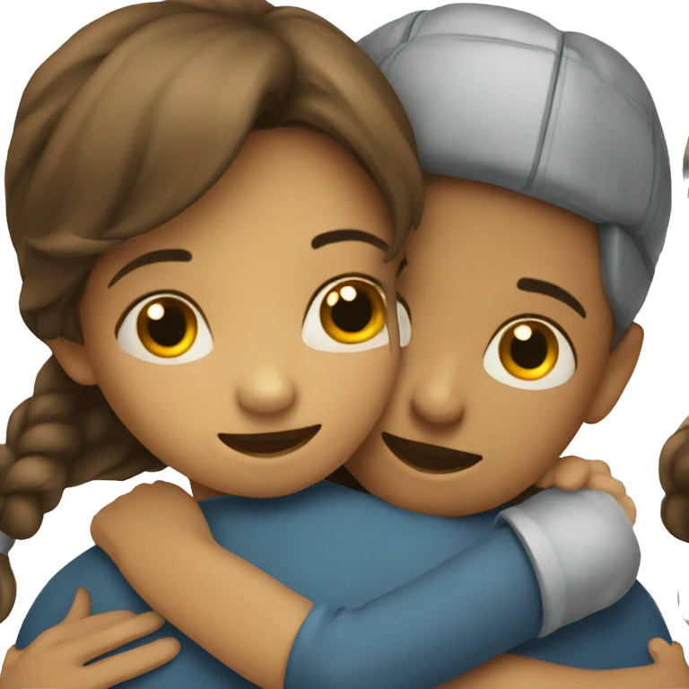 A boy hugs a girl emoji
