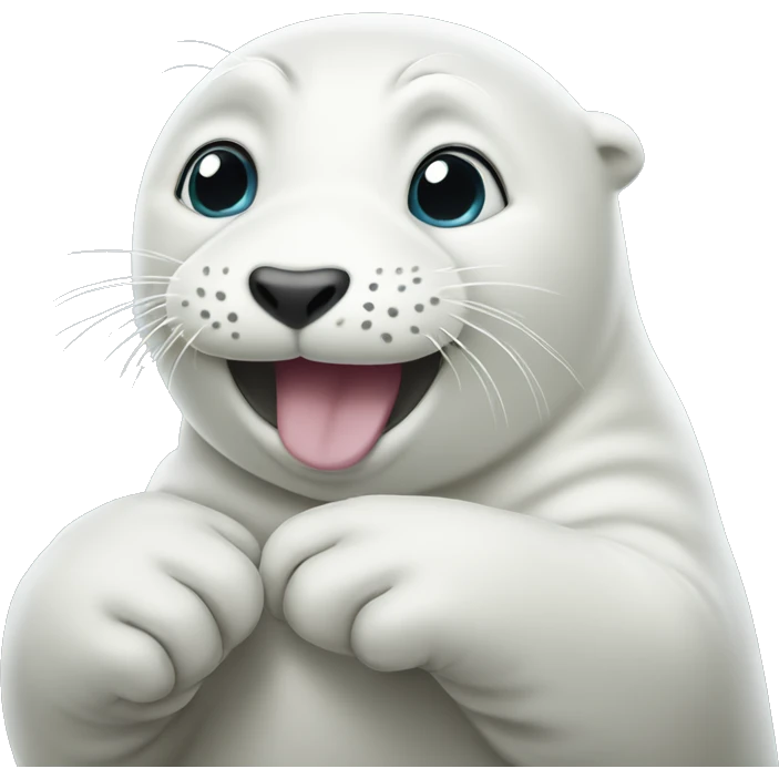 The white Seal waves its paw emoji