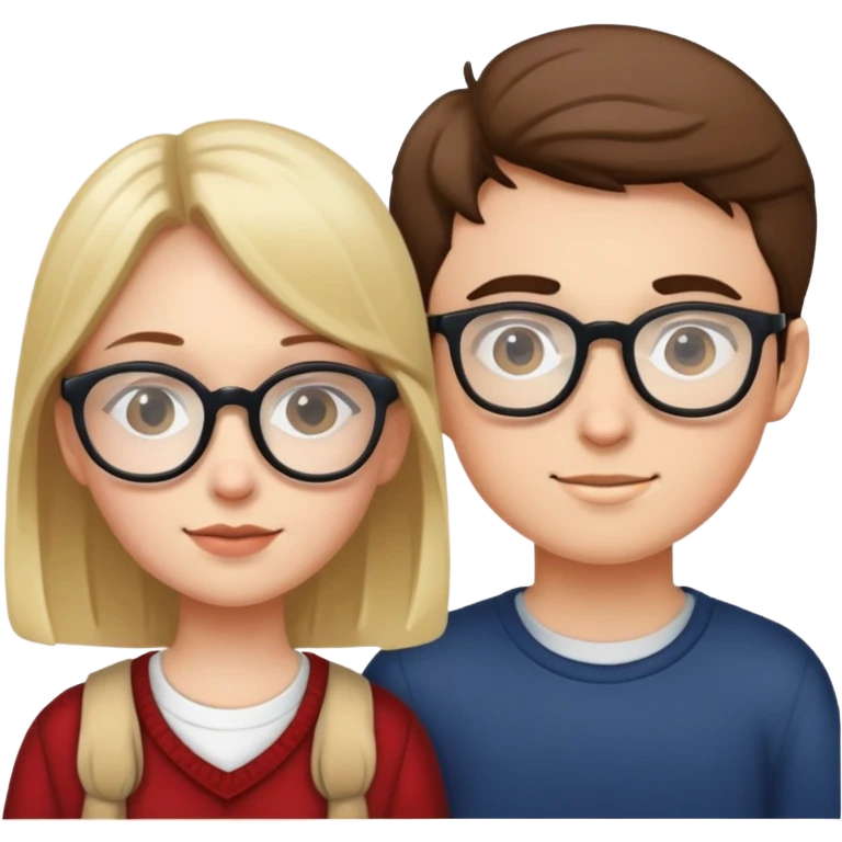 A girl with glasses and a boy emoji