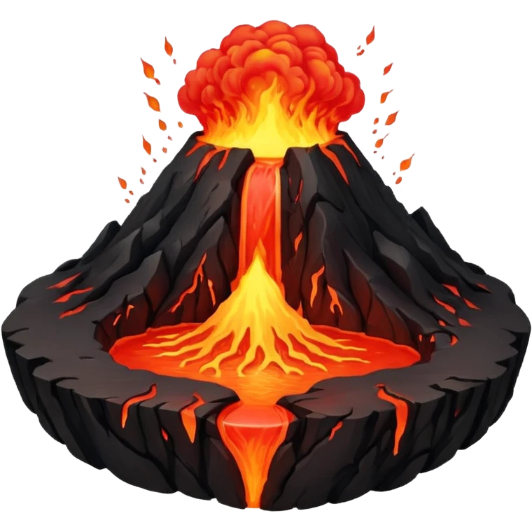 planet, Volcano Planet, lava rivers and erupting peaks emoji