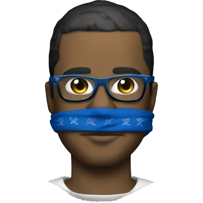 gta syle gangster with blue bandana, blue chain, and glasses  emoji