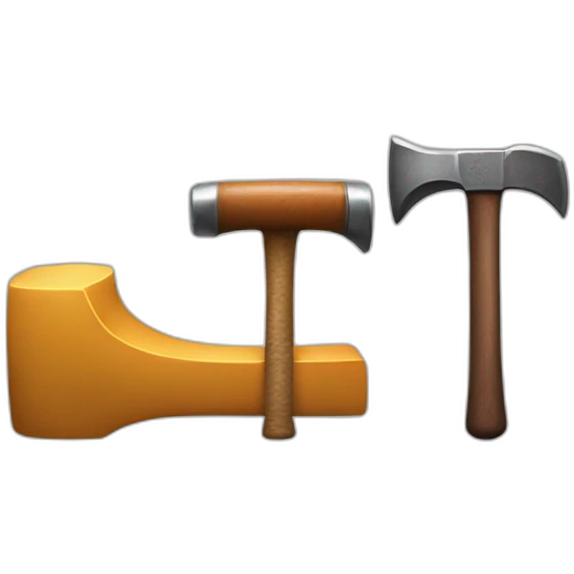 Charactors of "M" and "C", and hammer emoji