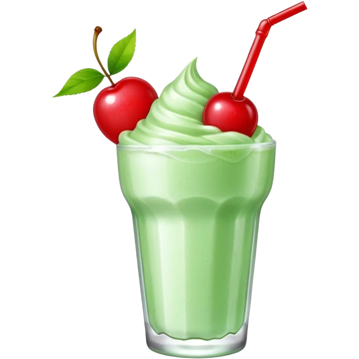 ice cream light green soda on a glass with ice cherry on top emoji