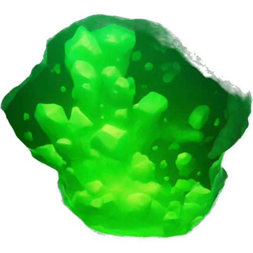 fluorescent green uranium-rock emoji