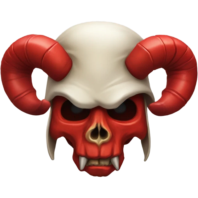 Red Devil wearing a bone skull helmet with ram horns  emoji