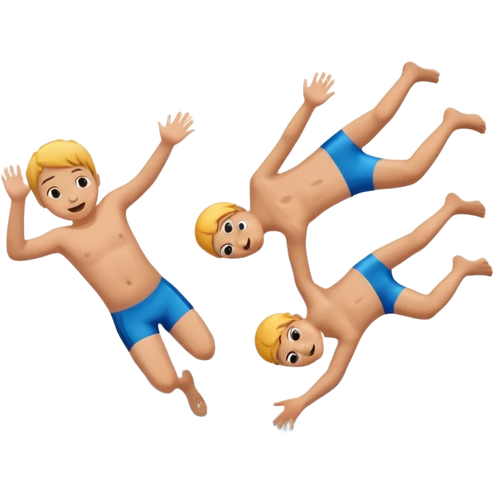 Kids doing a belly flop in to a pool full of water emoji