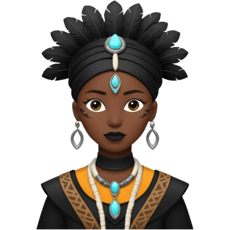 white shaman woman black clothes black accesories  emoji