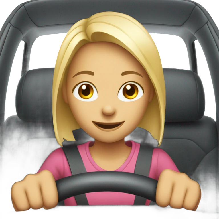 smiling girl in car emoji