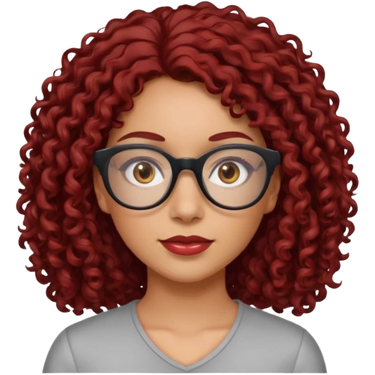 hispanic women with brown eyes and clear glasses and dark red  curly hair emoji