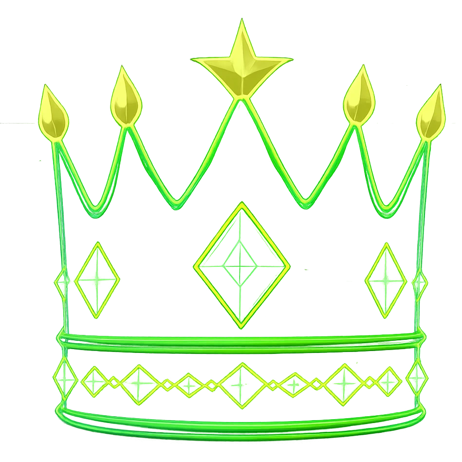 Add a glowing neon effect to the royal crown, keep the background transparent, in a style suitable for editing. emoji