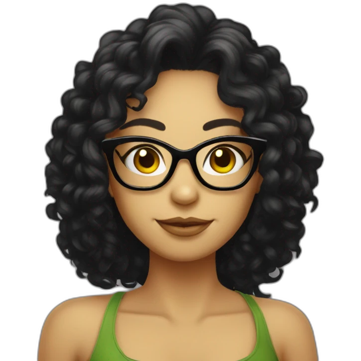 Sexy Turtle with glasses and long black curly hair emoji