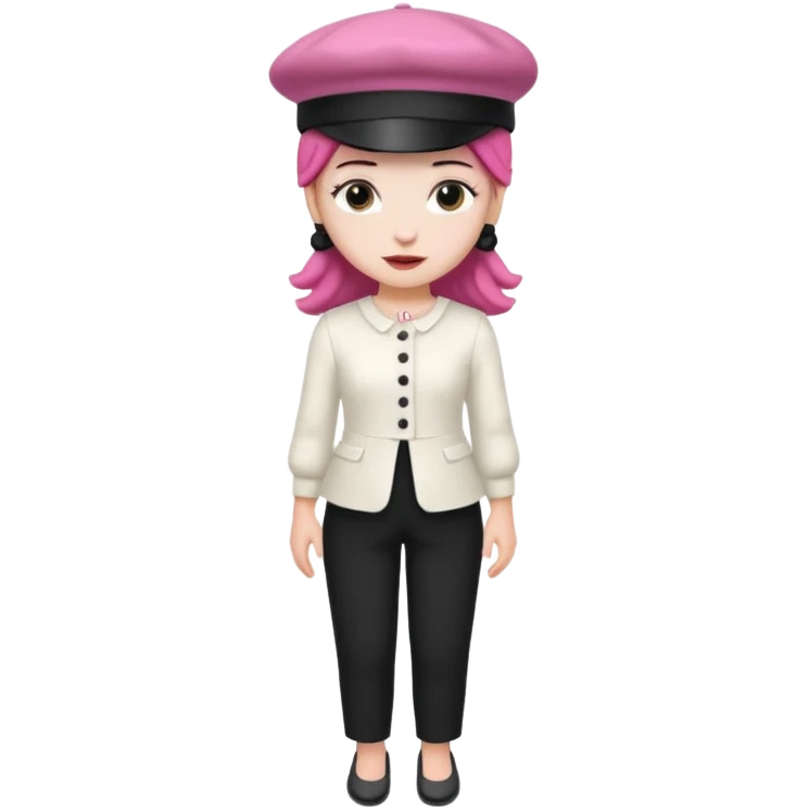 Pig White Dress Dark Pink French Hat Black Pants emoji