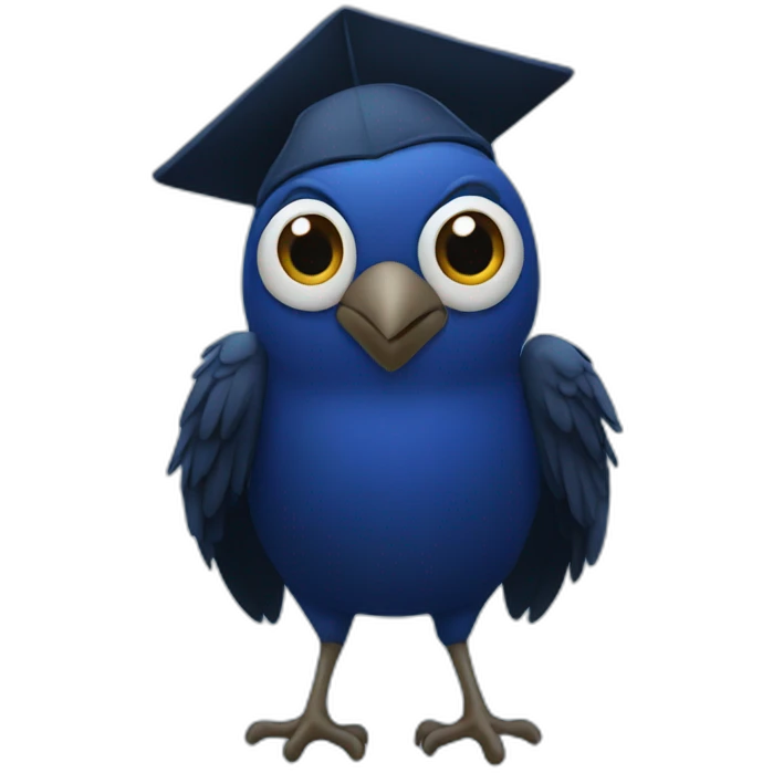 Blue Crow with alumni hat emoji