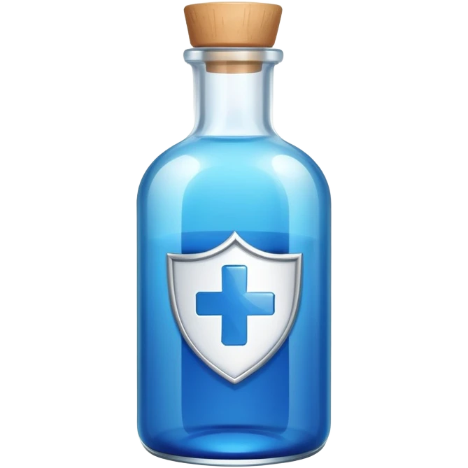 Medicine bottle with shield symbol for guaranteed protection emoji