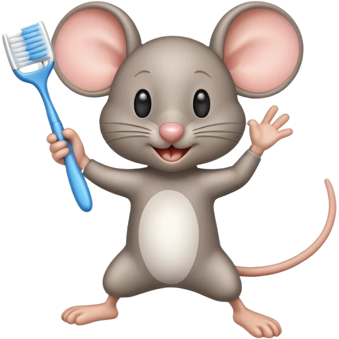 Creat an emoji for jerry jumping and holding toothbrush emoji