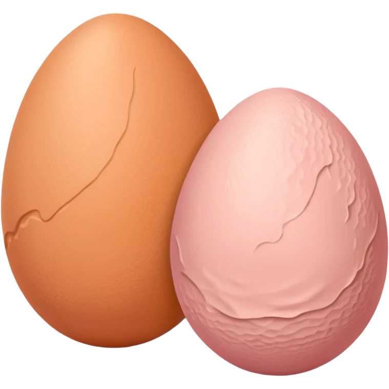 two skin tone peachy beige-pink egg shaped balls/spheres, both same size and same color, add a bumpy, loose, wrinkly skin texture with folds to both.  emoji