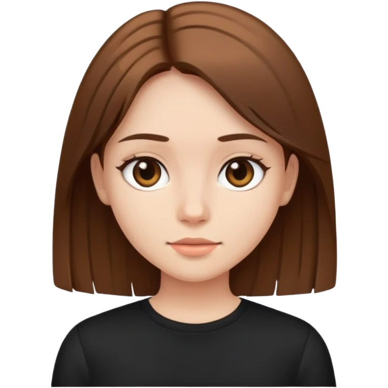 Girl with brown straight hair wearing a black top emoji