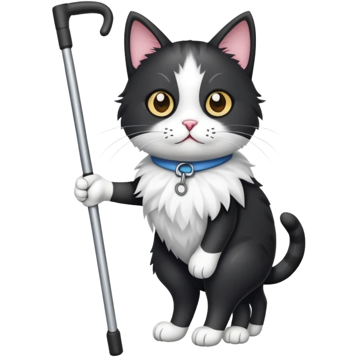Black and white cat with crutches emoji