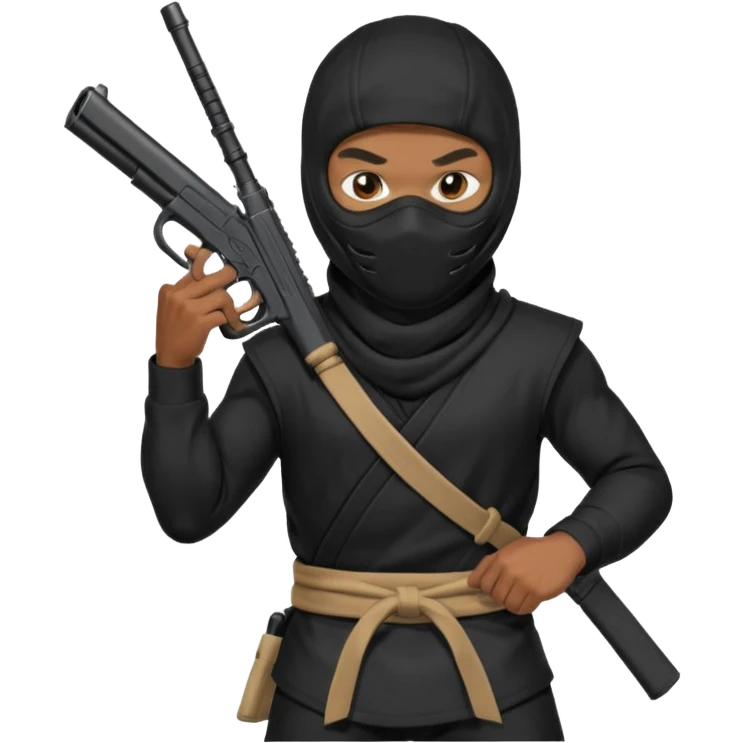 A black male in a ninja mask with a gun emoji