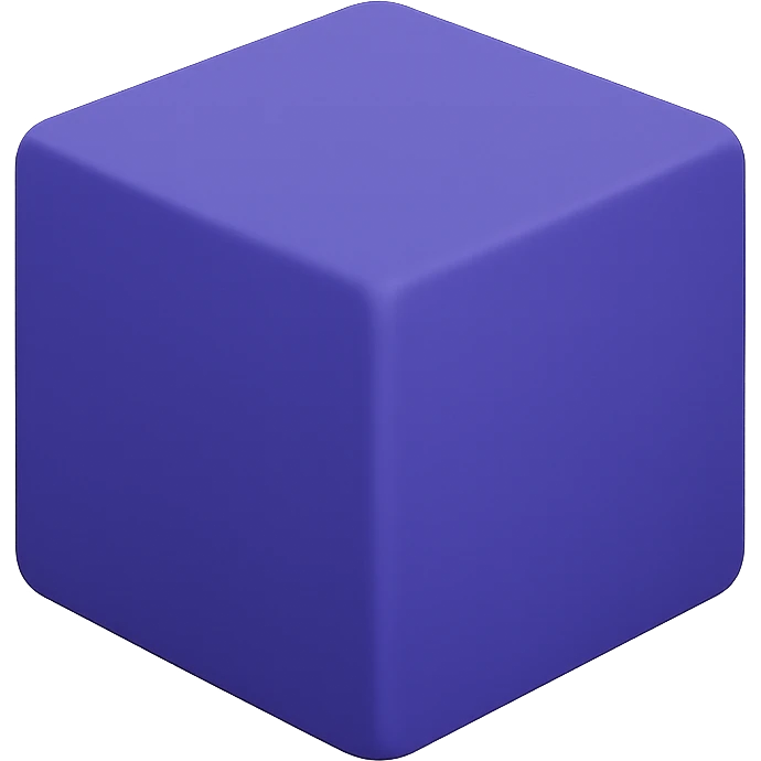 indigo cube, simple geometric shape, icon style emoji