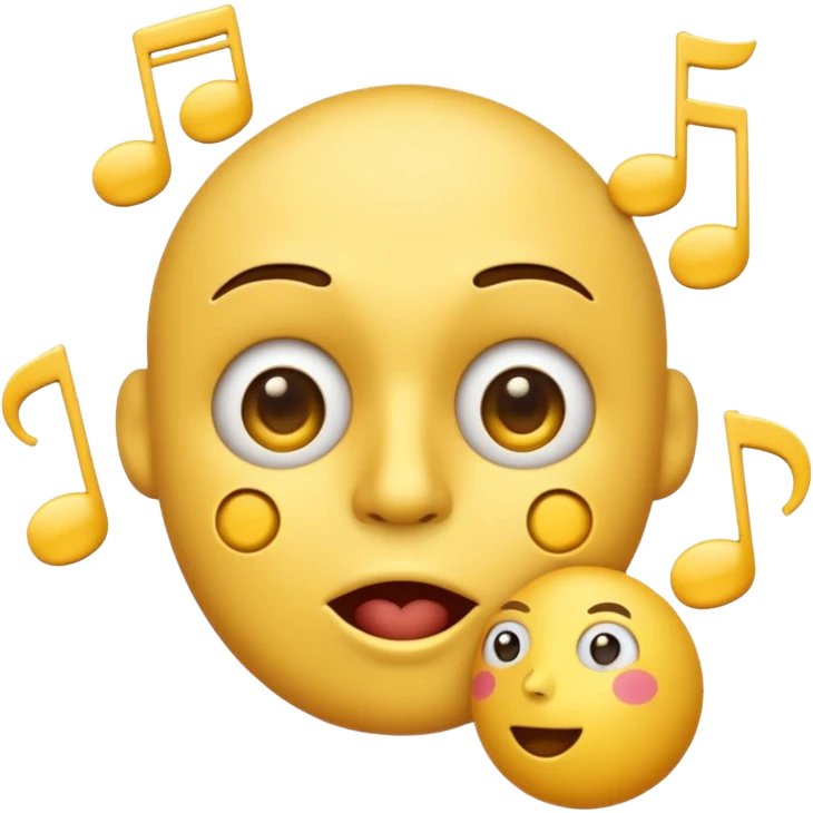 yellow face emoji whistling with music notes coming out its mouth and side-eyeing emoji