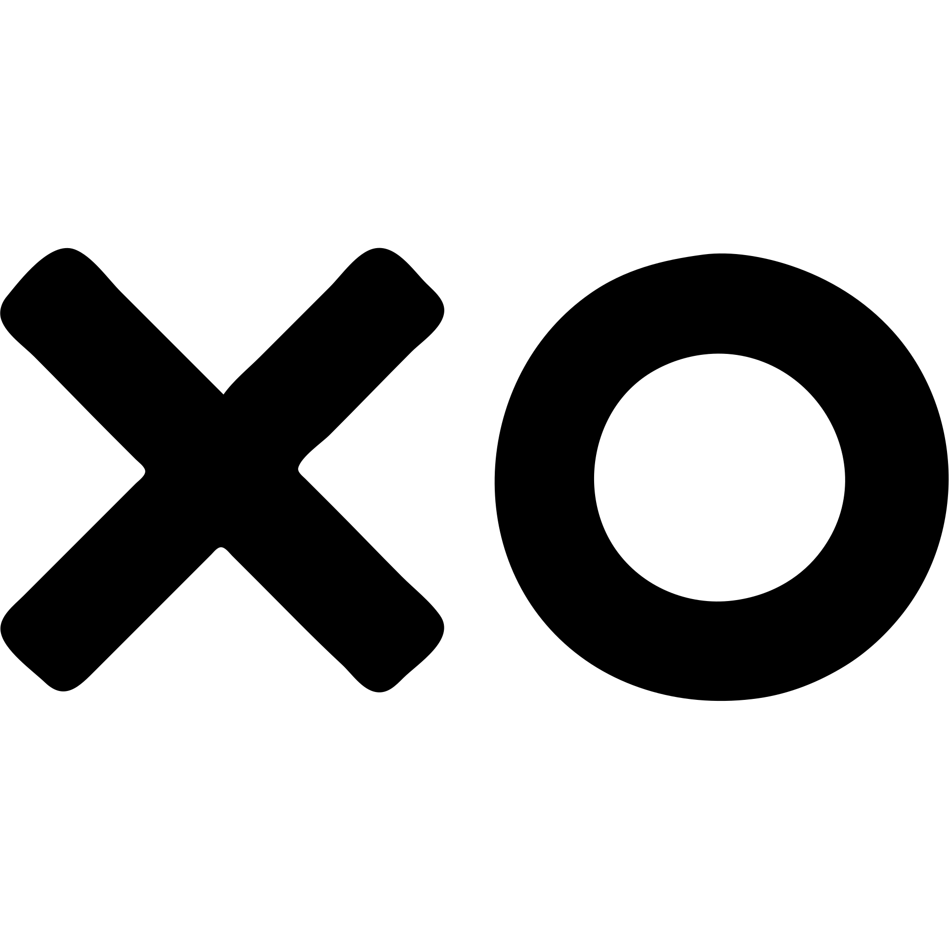 X and O icon, filled style, solid black shape, no outline, highly legible at small sizes emoji