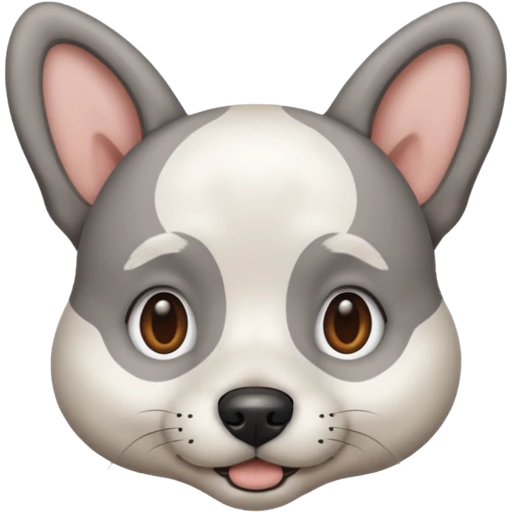 얼굴은 흰색이고 귀는 회색인 강아지 emoji