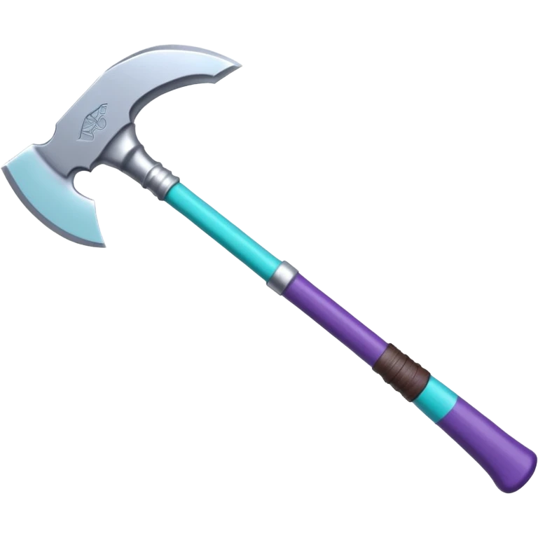 Axe with purple handle with silver blade with cyan edge emoji