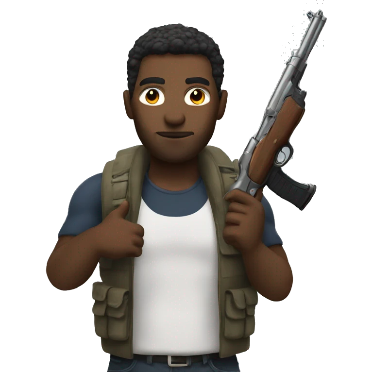 man with shotguns as arms emoji