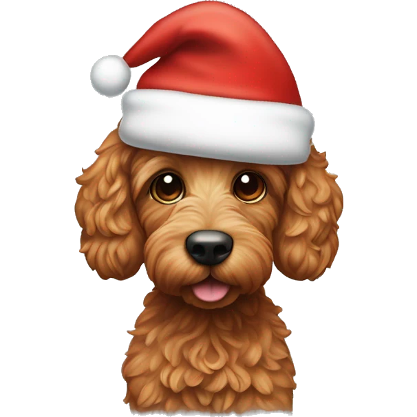 Red Cockapoo wearing a Santa hat emoji