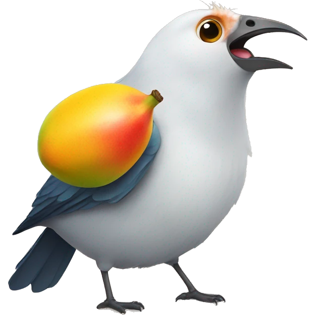 Bird mewing with mango  emoji