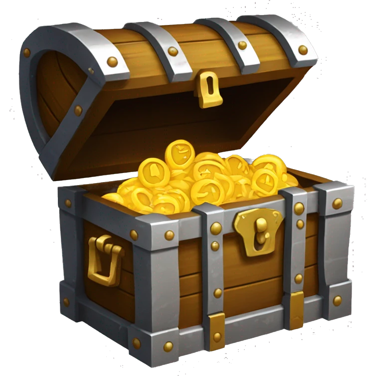Treasure chest, no background, SIZE 128X128, pixel art, basic design emoji