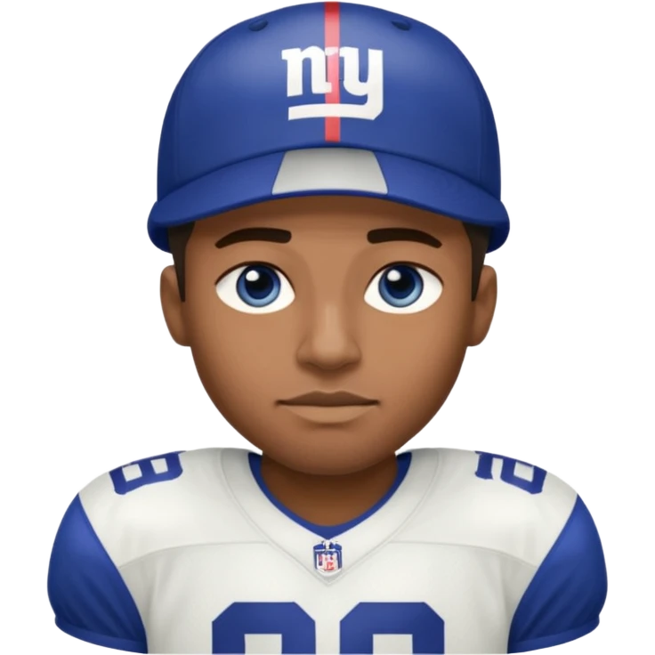 Black man with blue eyes in a NY giants jersey emoji