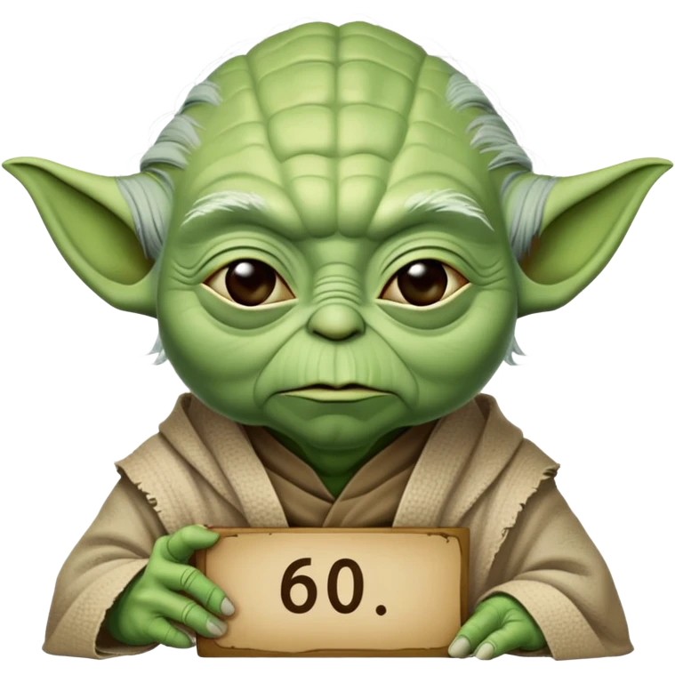 Yoda with a sin that says 60 years old emoji